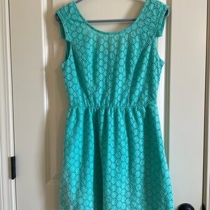Turquoise Lace Sleeveless Dress